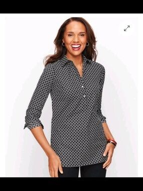 Talbots Non Iron Button Down Popover Tunic Shirt